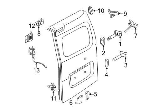 2013 Nissan NV200 Back Door - Lock & Hardware Seal Rubber-Hinge, Upper Diagram for 90872-JX50B