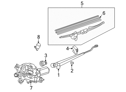 2003 Toyota Sequoia Wiper & Washer Components Wiper Arm Grommet Diagram for 85143-0C010