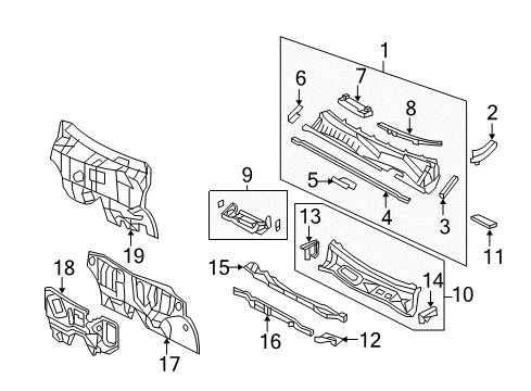 2012 Toyota RAV4 Cowl Cowl Side Panel Diagram for 55718-0R010