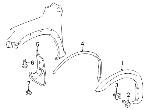 2006 Toyota RAV4 Exterior Trim - Fender Mud Guard Diagram for 76621-42090