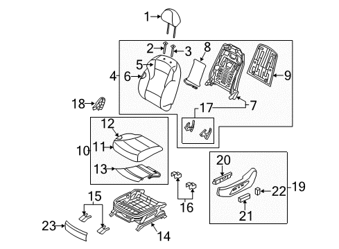 2015 Hyundai Sonata Driver Seat Components Frame Assembly-Front Seat Back Driver Diagram for 88310-4R000-HZ