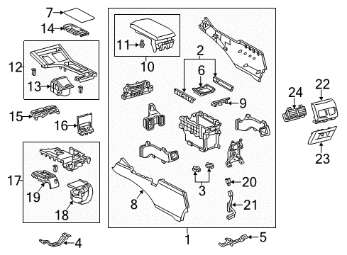 2014 Lexus ES350 Center Console Instrument Panel Cup Holder Sub-Assembly Diagram for 55604-33050
