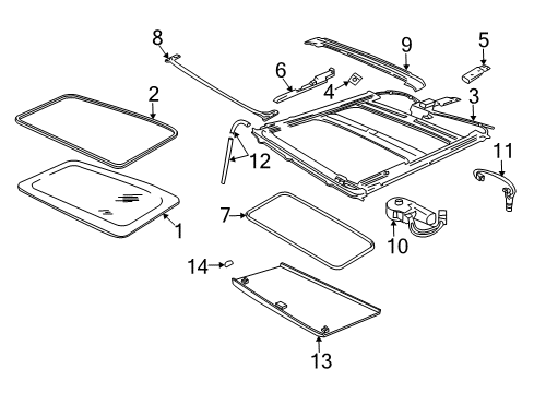 2011 Ford Expedition Sunroof Retainer Diagram for 7L1Z-7852124-AB