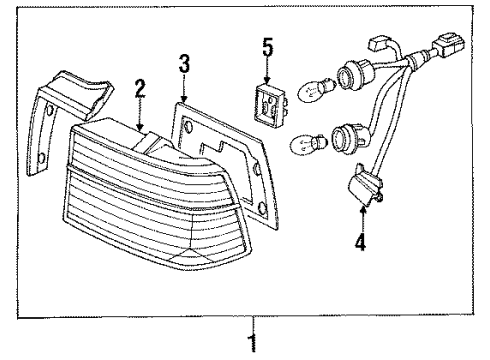 1990 Honda Accord Combination Lamps Taillight Assy., R. Diagram for 33500-SM4-A02