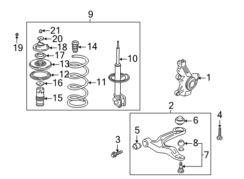 2005 Acura MDX Front Suspension Components, Lower Control Arm, Stabilizer Bar Knuckle, Right Front Diagram for 51211-S3V-A10