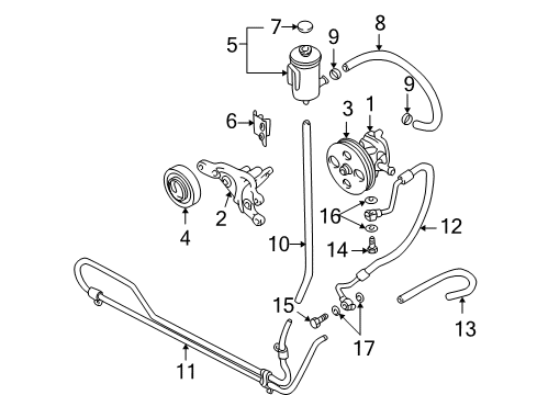 2001 Chevrolet Tracker P/S Pump & Hoses, Steering Gear & Linkage Hose, Suction (On Esn) Diagram for 30025951