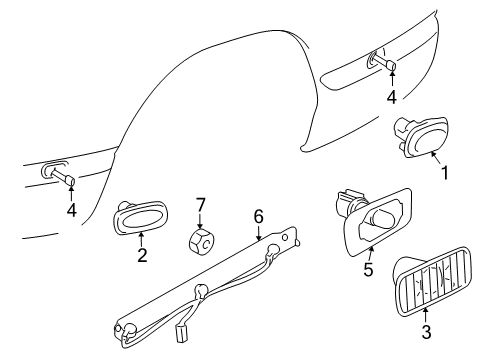 2011 Ram 3500 Bulbs Lamp-Side Marker Diagram for 68042143AA