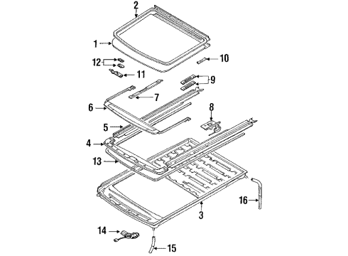 1991 Toyota Corolla Sunroof Shim, Sliding Roof Panel Diagram for 63277-30020