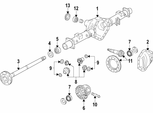 2015 GMC Sierra 3500 HD Rear Axle, Differential, Propeller Shaft Axle Assembly Diagram for 22958788
