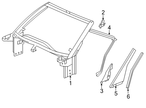 2015 Chevrolet Corvette Windshield Header & Components, Exterior Trim Windshield Frame Diagram for 23347521