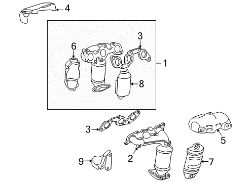 2006 Toyota Solara Exhaust Manifold Gasket, Exhaust Manifold To Head Diagram for 17173-28010