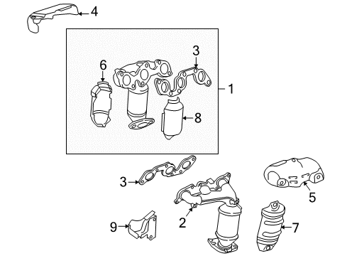 2008 Toyota Solara Exhaust Manifold Exhaust Manifold Diagram for 25051-0H050