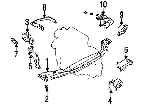 1999 Nissan Sentra Engine & Trans Mounting Engine Mounting Bracket, Rear Diagram for 11332-1M211