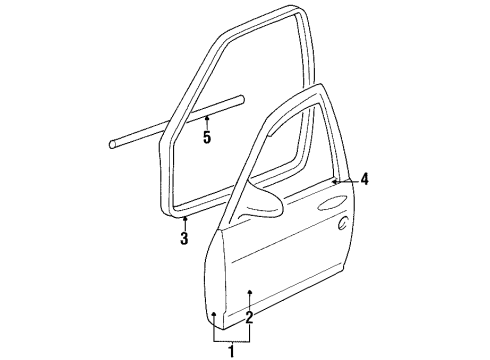 1985 Cadillac Fleetwood Front Door & Components, Exterior Trim Sealing Strip, Front Side Door Window Outer At Belt Diagram for 20189464