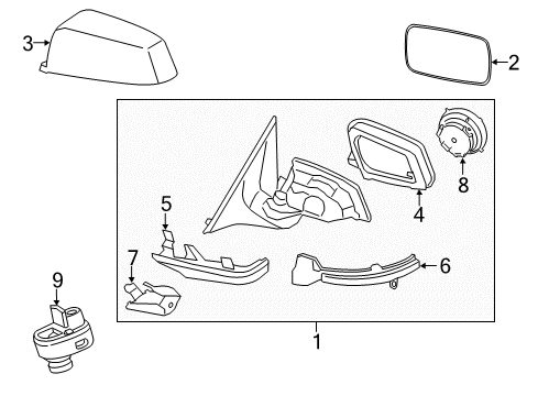 2015 BMW 740Li Parking Aid Exterior Mirror Without Glass, Heated, Left Diagram for 51167308405