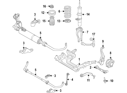 2021 BMW 530e xDrive Front Suspension Components, Ride Control, Stabilizer Bar, Upper Control Arm Stabilizer Front With Rubber Mounting Diagram for 31306873477