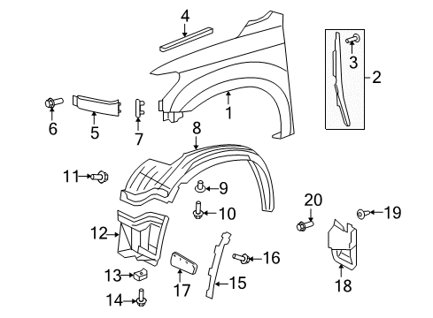 2016 Toyota Sequoia Fender & Components, Exterior Trim Rear Cover Screw Diagram for 90159-60440