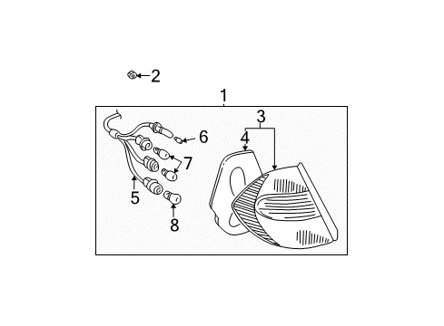 2004 Toyota Camry Bulbs Combo Lamp Assembly Diagram for 81550-AA050