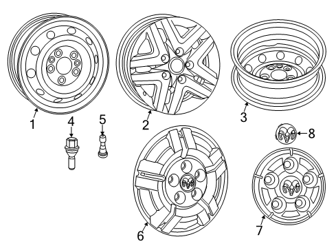 2021 Ram ProMaster 1500 Wheels, Covers & Trim Steel Wheel Diagram for 68415002AA