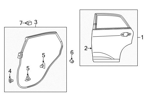 2013 Lexus RX350 Rear Door Regulator Sub-Assembly Diagram for 69801-0E070