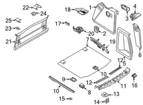 2021 BMW X3 Interior Trim - Rear Body Hinge Bracket Floor Carpet Diagram for 51479471110