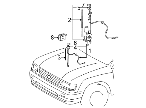 1997 Toyota Tacoma Antenna & Radio Antenna Mast Diagram for 86337-04010