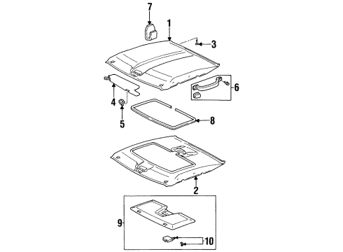 1997 Toyota Paseo Interior Trim - Roof Visor Assembly, Right Diagram for 74310-16690-B0