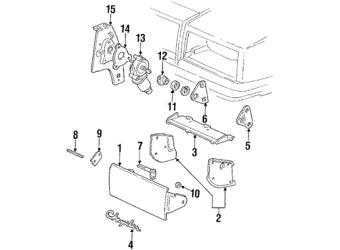 1988 Chrysler New Yorker Headlamps Nut & Scr-RECT Head Lamp Diagram for 4334139