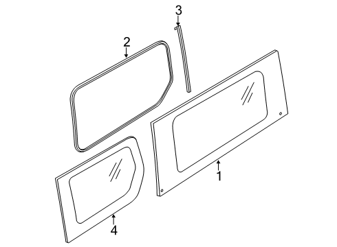 2019 Ford Transit Connect Side Panel - Glass & Hardware Front Glass Diagram for DT1Z-6129726-A