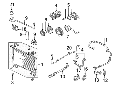 1998 Acura RL A/C Condenser, Compressor & Lines Motor, Cooling Fan Diagram for 38616-PY3-003