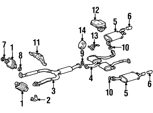 1994 Lexus SC400 Exhaust Components Bracket Sub-Assy, Catalytic Converter, Front Diagram for 17582-50010