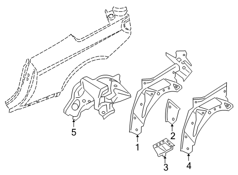 2022 BMW 840i xDrive Inner Structure - Quarter Panel Wheel Arch Outer Rear Left Diagram for 41007494533