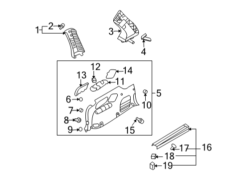 2012 Kia Sedona Interior Trim - Side Panel Luggage Cup Holder, Right Diagram for 85743-4D200-KS