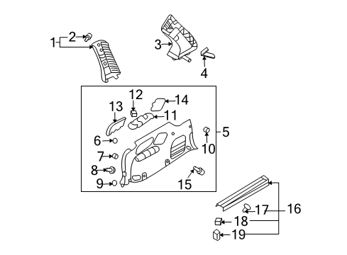 2012 Kia Sedona Interior Trim - Side Panel Cover-Rear Pillar Blank Diagram for 858684D100QW