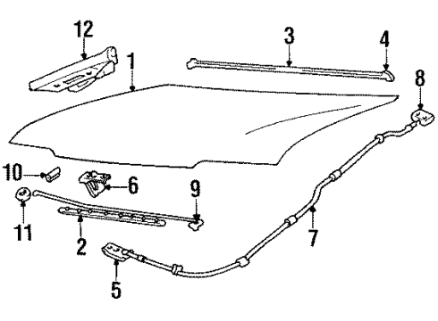 1994 Hyundai Sonata Hood & Components Cable Assembly-Hood Latch Release Diagram for 81190-33101