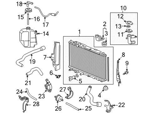 2008 Honda Civic Powertrain Control Cap, Reserve Tank Diagram for 19102-RNA-A00