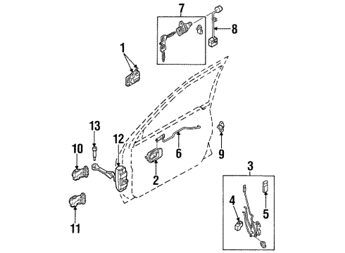 1999 Isuzu Amigo Front Door Regulator, Windw Front Diagram for 8-97125-475-4