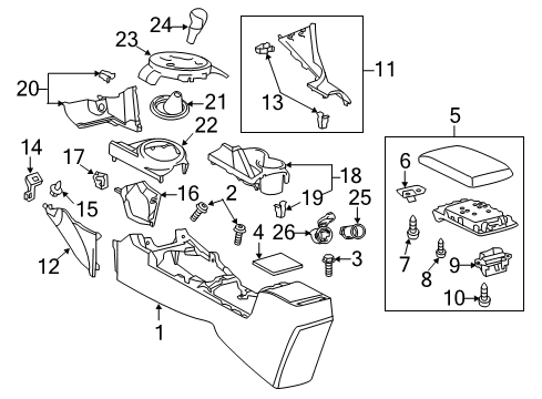 2012 Scion tC Center Console Shift Knob Diagram for 33504-21050-C0