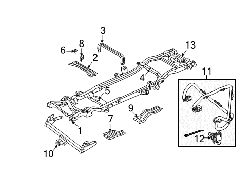 2003 Dodge Dakota Frame & Components CROSSMEMBER-Front Support Diagram for 52058736AB
