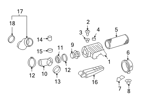 2005 Chevrolet Express 2500 Air Intake Air Cleaner Bushing Diagram for 15744944