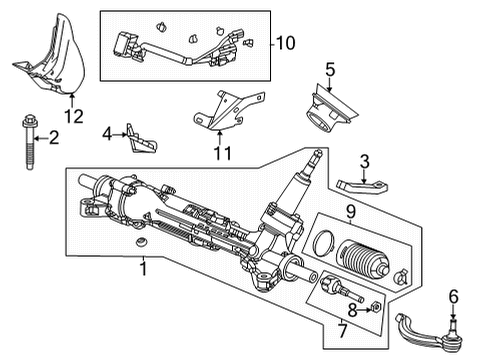 2022 Acura TLX Steering Gear & Linkage RACK, POWER STEERING Diagram for 53620-TGV-A03