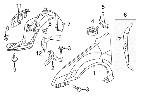 2012 Ford Fusion Fender & Components Fender Liner Diagram for AE5Z-16103-B