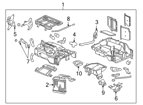 1998 Acura RL Heater Core & Control Valve Heater Unit Diagram for 79100-SZ3-A01