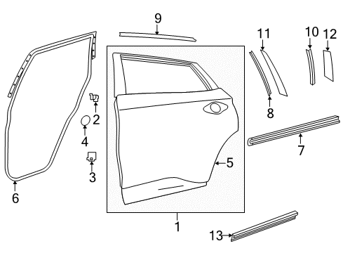 2016 Nissan Murano Rear Door Tape-Rear Door SASH, Rear LHH Diagram for 82819-5AA1A