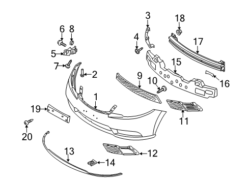 2013 Kia Forte Front Bumper Front Bumper Side Grille, Right Diagram for 865641M700