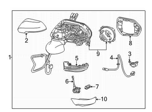 2022 Toyota Mirai Outside Mirrors Mirror Assembly Diagram for 87940-62140-A2