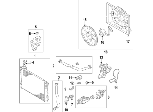 2017 Kia Sedona Cooling System, Radiator, Water Pump, Cooling Fan Hose Assembly-Radaator, Lower Diagram for 25415A9000