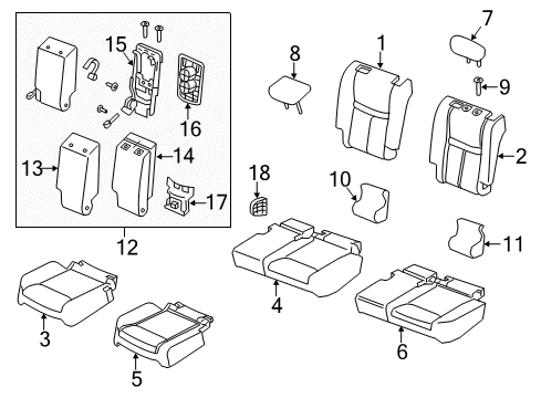 2016 Nissan Rogue Second Row Seats Pad Assy-Cushion, Rear Seat LH Diagram for 88361-4BA1A