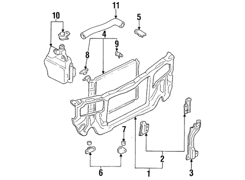 1996 Ford Escort Radiator & Components, Radiator Support Lock Support Diagram for F1CZ-16747-A