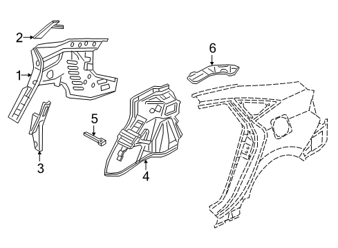 2016 Honda Civic Inner Structure - Quarter Panel Separator, RR Plr Diagram for 64316-TBA-A01